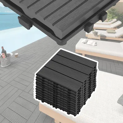 Produktbild von 55 Stück WPC Terrassenfliesen für Balkon und Garten (30x30cm, Anthrazit)