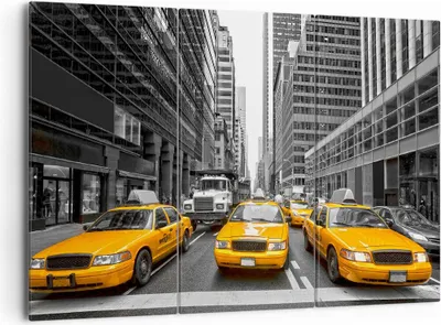 Produktbild von Bild auf Leinwand - Leinwandbild - Taxi Stadt Straße Transport - 165x110cm - Wand Bild - Wanddeko - Leinwanddruck - Bilder - Kunstdruck - Wanddekoration - Leinwand bilder - Wandkunst - CE165x110-2695