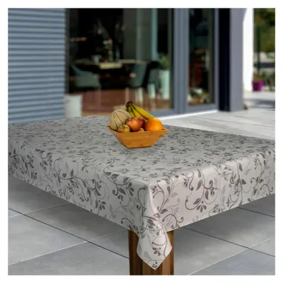 Produktbild von Wachstuch-Tischdecke Abwaschbar PVC Tischdecken Eckig Meterware, Muster: Ranken Grau Schwarz, Größe: 100x140