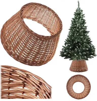 Image de KADAX Couverture tressée naturelle Aliano 55 cm pour pied de sapin de Noël