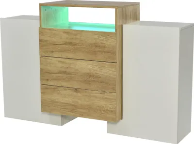 Produktbild von Fortuna Lai Wohnzimmer-Sideboard aus Holz mit Schubladen - L 140 x T 30 x H 78 cm
