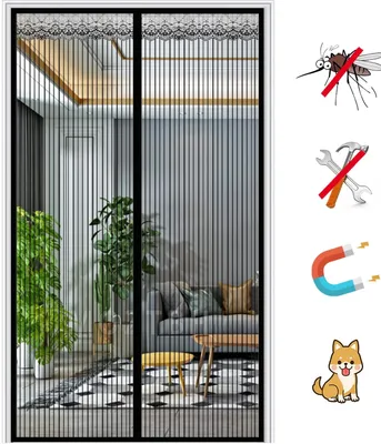 Image de Porte anti-moustiques magnétique, pour protection contre les insectes - Noir
