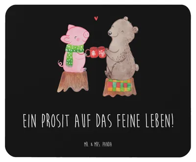 Produktbild von Mr. & Mrs. Panda Mousepad Glühschwein Sause - Schwarz - Geschenk, Mauspad, computer, Mouse Pad, Weihnachten, Schwein, pc, Weihnachtszeit, Alles Gute, laptop, Prost, Bär
