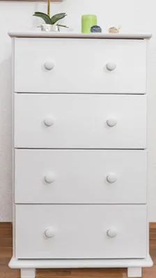Produktbild von Kommode Kiefer massiv Vollholz weiß lackiert 034 - Abmessung 100 x 55 x 42 cm (H x B x T)