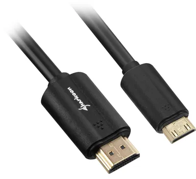 Obrázok produktu pre Sharkoon 1m, HDMI/Mini HDMI, 1 m, Typ HDMI (štandard), HDMI Type C (Mini), 4096 x 2160 px, 3D kompatibilita, Čierna