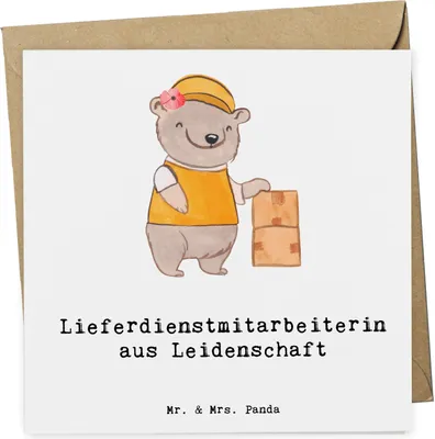 Produktbild von Mr. & Mrs. Panda Grußkarte Lieferdienstmitarbeiterin Leidenschaft - Weiß - Geschenk, faltkarte, Pizzabringdienst, Lustig, Witzig, Klappkarte, anlasskarte, Pizzabäckerin