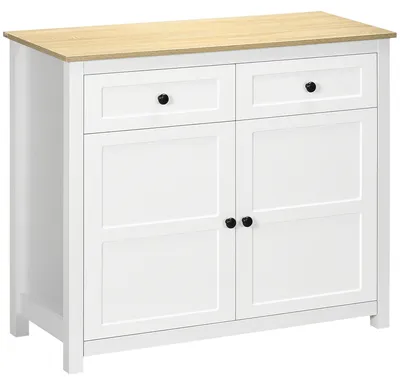 Image de Meuble de rangement - Armoire - Buffet - Meuble bas - Commode - 2 portes et 2 tiroirs - Étagère réglable