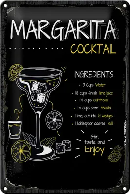 Produktbild von Blechschild Rezept Margarita Cocktail Recipe 20x30cm