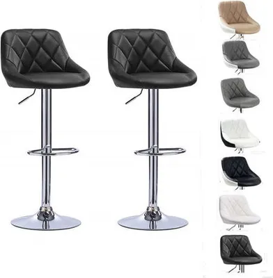 Produktbild von JEOBEST® Barhocker mit Lehne aus Kunstleder Farbwahl, Setwahl - Barstuhl, Tresenhocker, Barsessel, Küchenhocker (Schwarz, 2er)