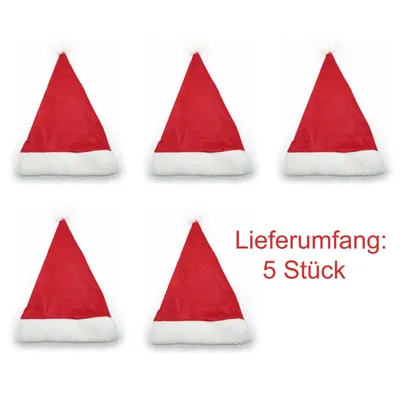 Produktbild von Weihnachtsmann Bommelmütze (5 Stück)