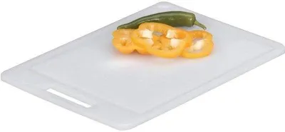 Zdjęcie produktu dla Deska do krojenia z tworzywa sztucznego Ibenzoa® z rowkiem na sok i wygodnym uchwytem – 34,5 x 24,5 cm, grubość 0,9 cm, wytrzymała i łatwa w czyszczeniu deska kuchenna