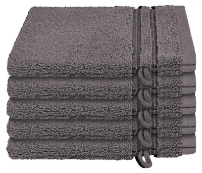 Produktbild von SCHIESSER Waschhandschuhset Milano | Einfarbig | 5-teilig | 100% Baumwolle | Weich & Saugstark | 16x22 cm | Dunkelgrau