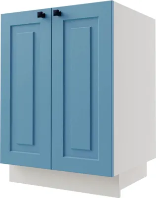 Image de Meuble bas de cuisine Rimini 60 x 50 x 82 cm, 2 portes, blanc, façade bleu pastel mat RAL 5024