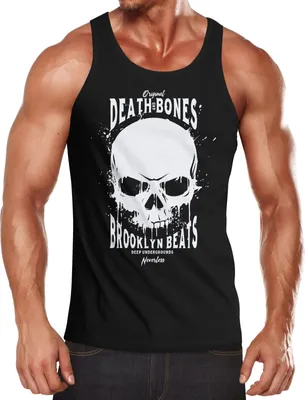 Produktbild von Herren Tank-Top Skull Death and Bones Muskelshirt Muscle Shirt Neverless® schwarz 3XL
