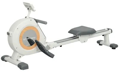 Zdjęcie produktu dla Wioślarz z 16 poziomami oporu i wyświetlaczem LCD | Kolor: biały i szary | Wymiary: 45x150x64 cm