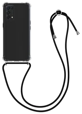 Produktbild von kwmobile Necklace Case kompatibel mit Oppo Find X3 Lite Hülle - Silikon Cover mit Handykette - Band Handyhülle Transparent Schwarz