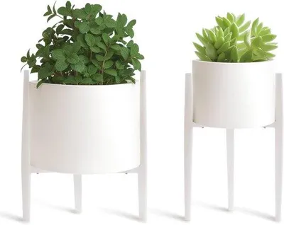Obrázok produktu pre Nastaviteľný stojan na kvety do interiéru aj exteriéru, kovový, 20–30 cm, biely, výška 33 cm