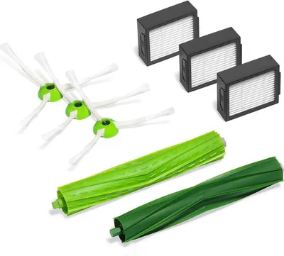 Produktbild von gelten für iRobot Roomba e- und i-Serie Nachfüllsatz - 3 Hochleistungsfilter, 3 Eck- und Kantenreinigungsbürsten, und 1 Set der Multibodenbürsten - Grün