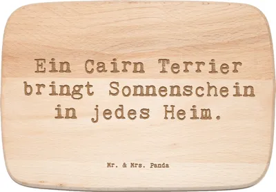 Produktbild von Mr. & Mrs. Panda Küchenbrett Spruch Cairn Terrier Glück - Transparent - Geschenk, Hunderasse, Sprüche über Hunde, brotbrett, Hunderassen Pflege, schneidebrettchen, Hund