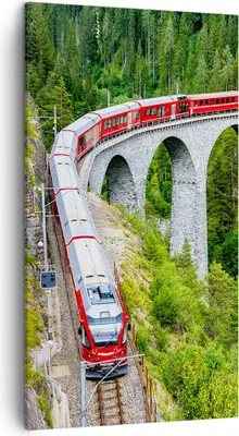 Produktbild von Bild auf Leinwand - Leinwandbild - Einteilig - Viadukt Landwasser Zug - 45x80cm - Wand Bild - Wanddeko - Wandbilder - Leinwanddruck - Bilder - Wanddekoration - Leinwand bilder - PA45x80-4605