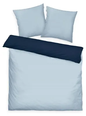 Bettwäsche 2-farbig, 80x80 cm + 200x220 cm, Baumwollsatin
