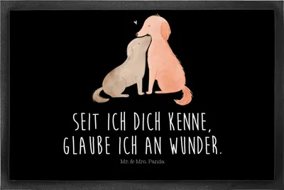 Produktbild von Mr. & Mrs. Panda Türvorleger Hunde Liebe 50 x 75 cm - Schwarz - Geschenk, Fussmatte, Schmutzfangmatte, Bodenvorleger, Hund, Optimitisch, Vertrauen, Schmutzmatte, Wunder