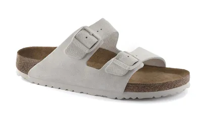 Produktbild von Birkenstock Arizona Soft Footbed Suede Leather Narrow Fit - Grau, 10,5