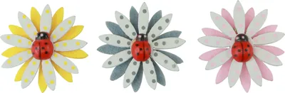 Produktbild von Streudeko Marienkäfer Holz Filz Blumen, Frühling Sommer Tischdeko Ø4cm 48 Stk, 48 Stück