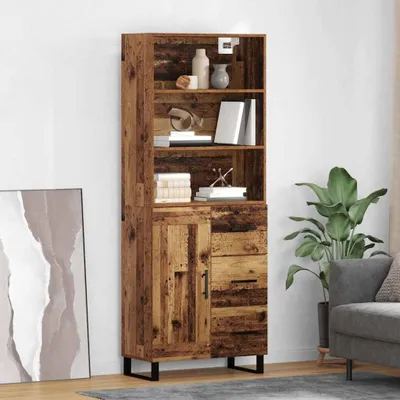Image de vidaXL Meuble haut, 2 pièces, bois d'œuvre, 69,5 x 34 x 180 cm