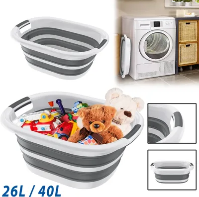 Produktbild von UISEBRT 26 Liter Wäschekorb klappbar Kunststoff Waschwanne,Pop-Up-Aufbewahrungsbehälter, tragbar und platzsparend, ideal für Wäsche und Organisation