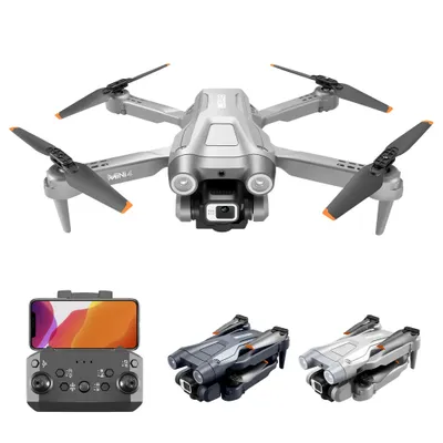 Productafbeelding van RC FPV drone, 1080P 4K HD afstandsbestuurde drone, quadcopter voor luchtfoto's, met camera, bediening via app, vluchtpad, met 2 batterijen, grijs