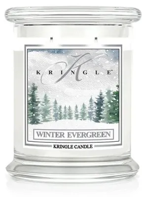 Image de Bougie parfumée Kringle Candle, collection "Winter Evergreen", taille moyenne, avec deux mèches (411g)