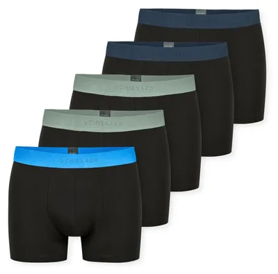 Image de Schiesser boxer lot de 5 95/5 organic Coton boxer briefs dark blue waistband green / light blue / petroleum hommes