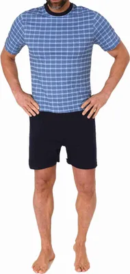 Produktbild von Herren Pflegeoverall kurzarm Einteiler Schlafanzug mit Reissverschluss am Rücken und Bein ; blau , L