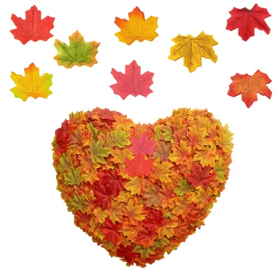 Image de Décoration de feuilles d'automne, 400 feuilles d'automne artificielles, mélange de 8 couleurs, décoration d'automne pour les fêtes d'Halloween, guirlande d'automne, décoration en forme de feuilles d'érable, feuilles d'automne décoratives, décoration d'intérieur saisonnière