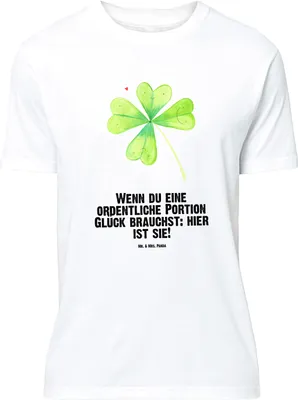 Produktbild von Mr. & Mrs. Panda Größe L T-Shirt Blume Kleeblatt - Weiß - Geschenk, Motivation, Shirt, Glücksbringer, Garten, Glück, Neuanfang, mit Spruch, Tshirt, Umzug