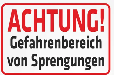 Produktbild von INDIGOS UG - Aluverbundplatte Schilder 3mm - Sicherheit - Achtung Gefahrenbereich von Sprengungen - 200x150 mm