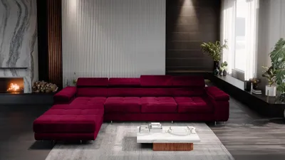 Obrázok produktu pre FurMeb24 ECKSOFA LAZZANO MAXI MONOLITH 59 - ľavá strana - ČERVENÁ - s posteľným boxom a funkciou spánku