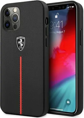 Zdjęcie produktu dla Ferrari Feomshcp12Lbk Iphone 12 Pro Max Czarny/Black Hardcase Off Track Leather Nylon Stripe