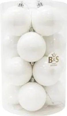 Zdjęcie produktu dla Bombki świąteczne B&S | Białe | 16 sztuk | 8xMatowe | 8xBłyszczące | Ø 8 cm | Szklane