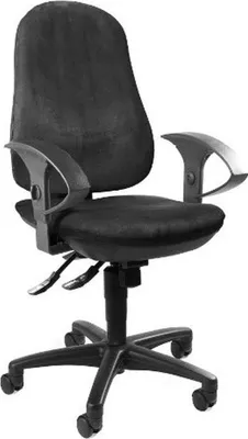 Produktbild von Topstar Profi Bürostuhl ERGO SYDNEY Ergonomischer Schreibtischstuhl mit Armlehnen (höhenverstellbar) Stoff Schwarz Drehstuhl für Büro, Zuhause