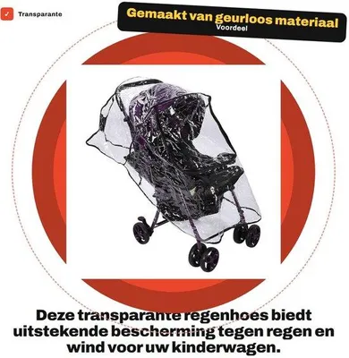 Productafbeelding van Regenhoes Transparant - Reisweerschild - Geurloos - Kinderwagenschild - Universeel - Geschikt voor Kinderwagens - Kinderwagenhoes