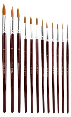 Produktbild von 12-teiliges Set Nylonhaarpinsel für Acryl-, Öl- und Aquarellmalerei, Körper- und Gesichtsmalerei, Nagelkunst, Felsmalerei (Runde Spitze)