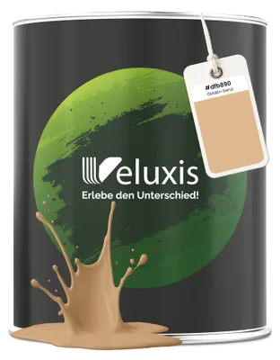 Produktbild von Wandfarbe Beige Gold Orange Matt Innenfarbe – Deckkraft Klasse 1, VOC-frei, Ohne Grundierung, Tropfarm – Wohnzimmer & Schlafzimmer – 2,5L – Veluxis (Golden Sand)