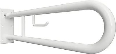 Zdjęcie produktu dla BELP Składana poręcz w kształcie litery U z uchwytem na papier toaletowy, żelazna, biała, 100 x 250 x 766 mm, nośność 120 kg, do łazienki i toalety >> do montażu na wkręty