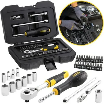 Steckschlüssel-Set STANLEY 38-teilig 1/4" mit Ratsche und Bits