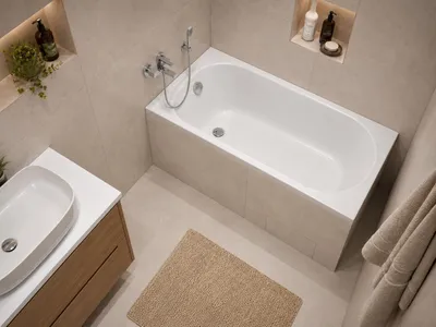 Produktbild von AQUA for you | Badewanne - Polimat Mini - Rechteckbadewanne - 110x70 cm - Weiß - mit Gestell, Füßen, Montageset, Acrylwanne