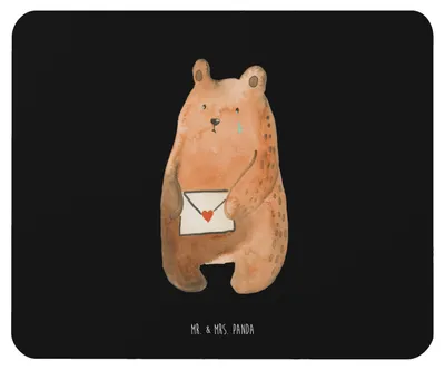Produktbild von Mr. & Mrs. Panda Mousepad Bär Liebesbrief - Schwarz - Geschenk, Freundin, Mouse Pad, Mauspad, pc, Teddy, Sehnsucht, Partner, Freund, mousematte