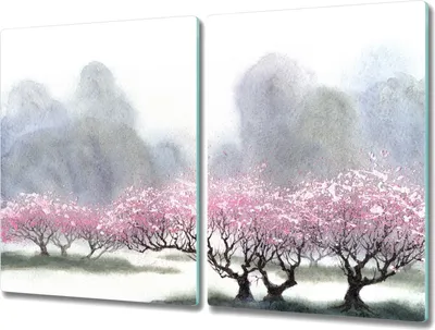 Produktbild von Coloray Küchenbrett Kochplattenabdeckung Hackbrett Schneidebrett Herdabdeckplatte 2x40x52 cm - Malerei Baum