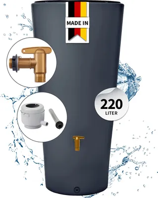 Produktbild von 4rain VASO 2in1 Regenspeicher 220 Liter graphite grey inkl. Kunststoff-Auslaufhahn und Fallrohranschluss